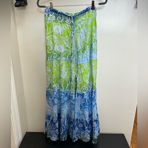 Z&L Women's Green and Blue Wide Leg Pants Sz Small